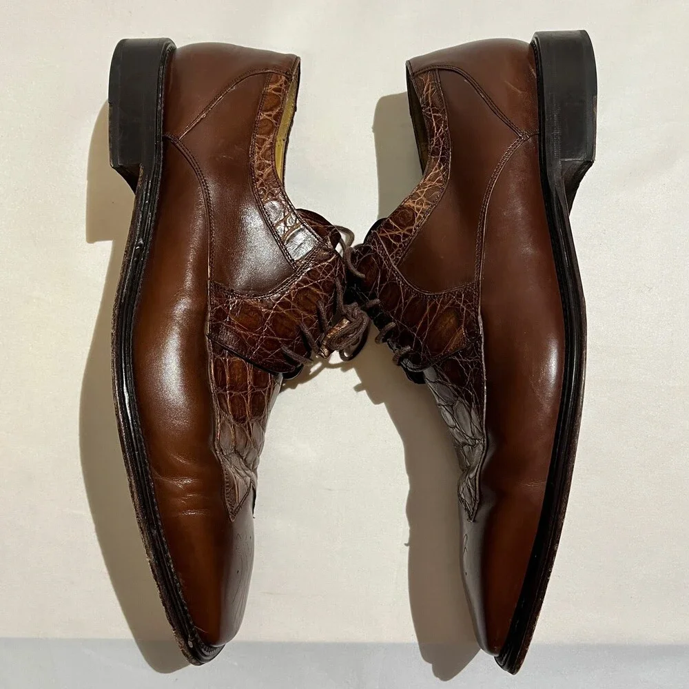 MEZLAN Leather Genuine Crocodile Alligator Loafers Shoes Boots 13 Vintage
